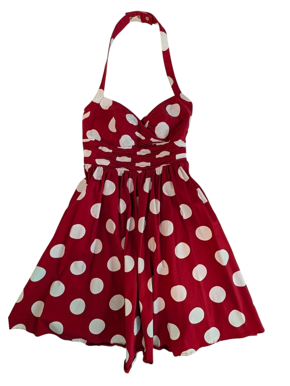 Jessica Simpson Red and White Polka Dot Halter Dress